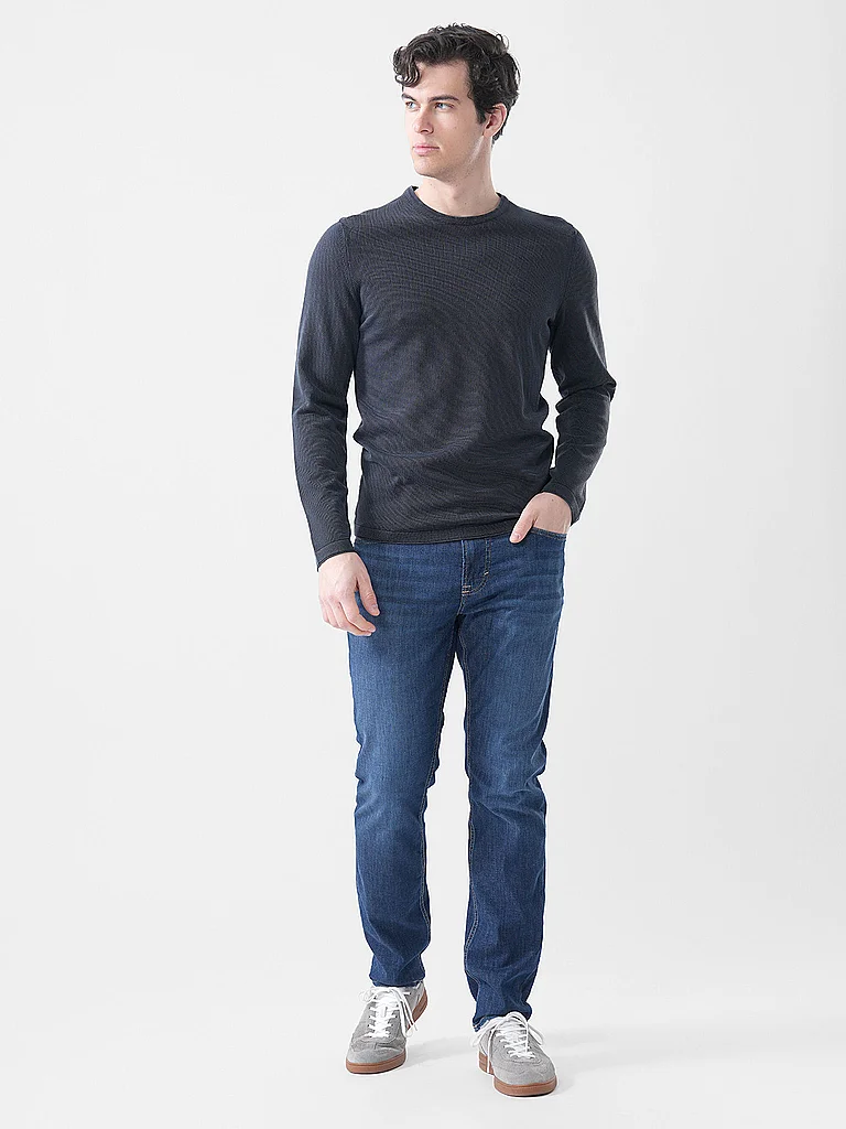 Rundhalspullover MARC O'POLO "aus zertifizierter Bio-Baumwolle", Damen, Gr. L, schwarz navy, Obermaterial: 100% Baumwolle, unifarben, Rundhals, Pullover Rundhalspullover 3